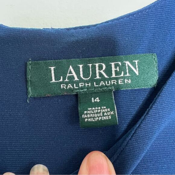 Lauren by Ralph Lauren Women's Blue Ruched Jersey Dress Size 14 - Picture 10 of 10